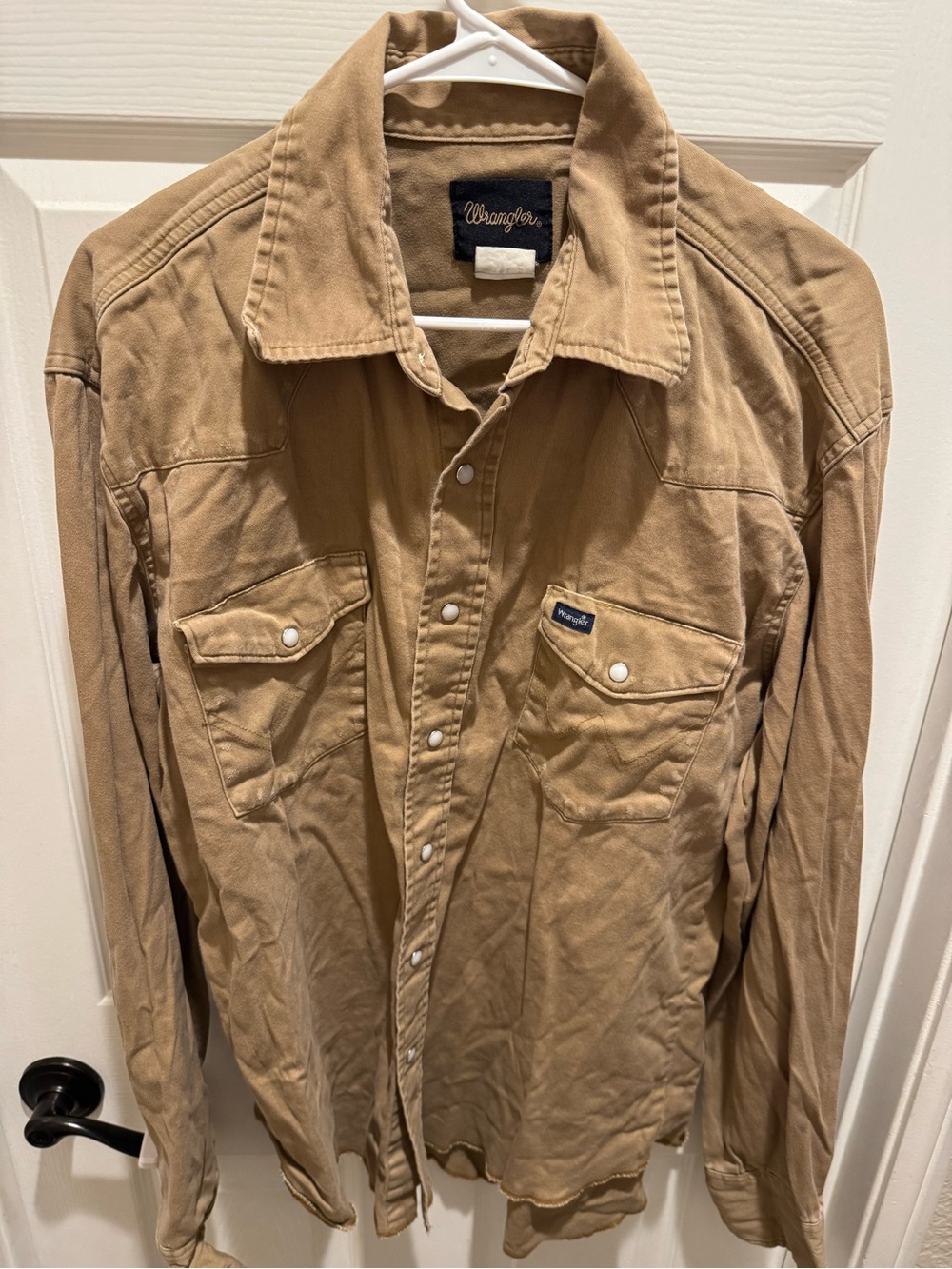 Vintage Wrangler Men's Pearl snap Khaki Lightweight Shirt Jacket
